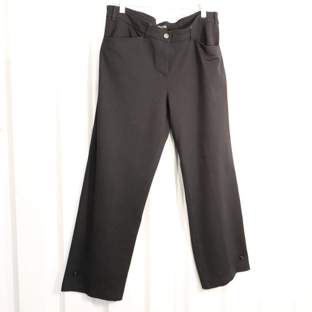Eileen Fisher Womens Black Ponte Knit Wide Leg Pants Size Large Career Office